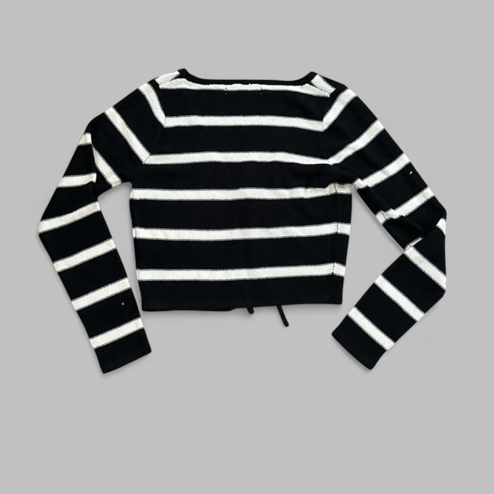 Altar'd State Emery Tie Front Cardigan Black/White M-NWOT - Picture 2 of 7